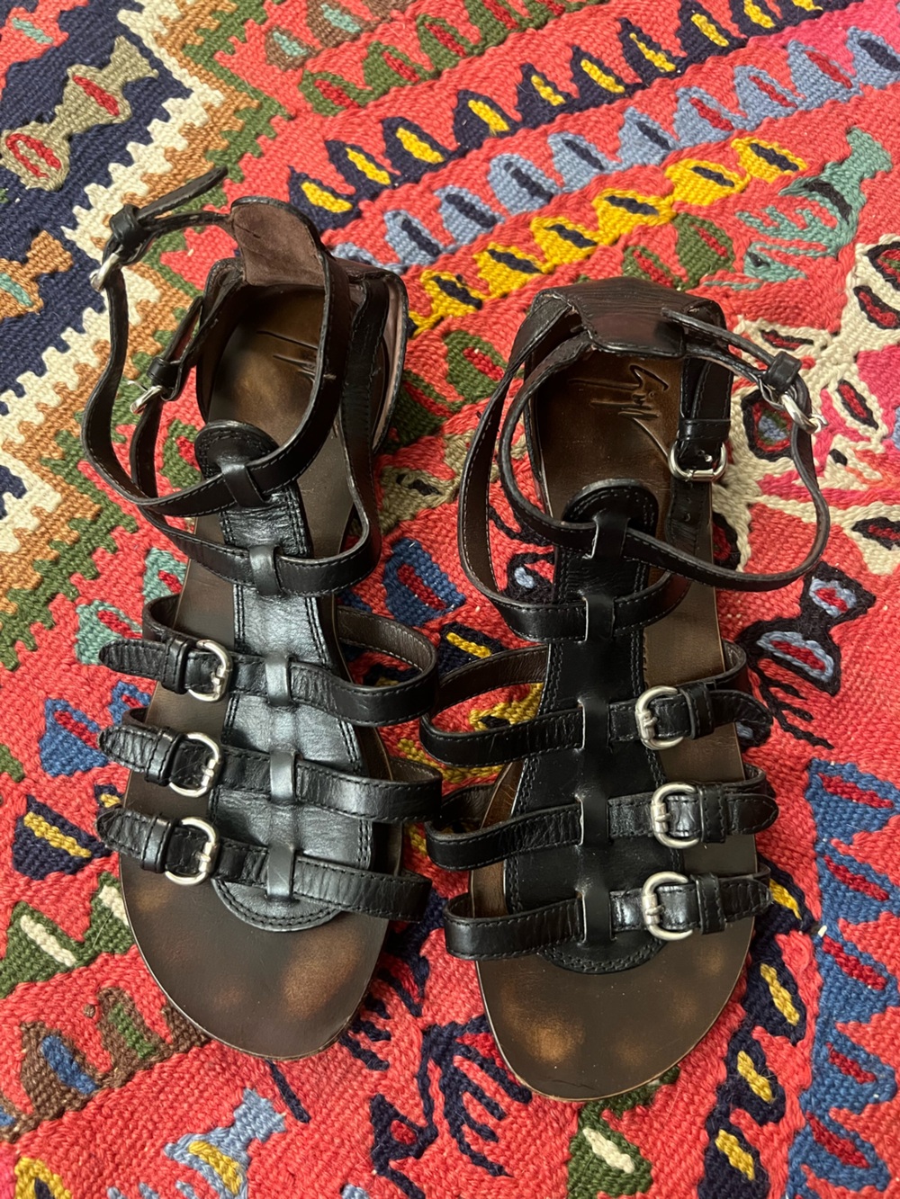 Giuseppe Zanotti Black Leather Gladiator Sandals – Size 36 / US 6